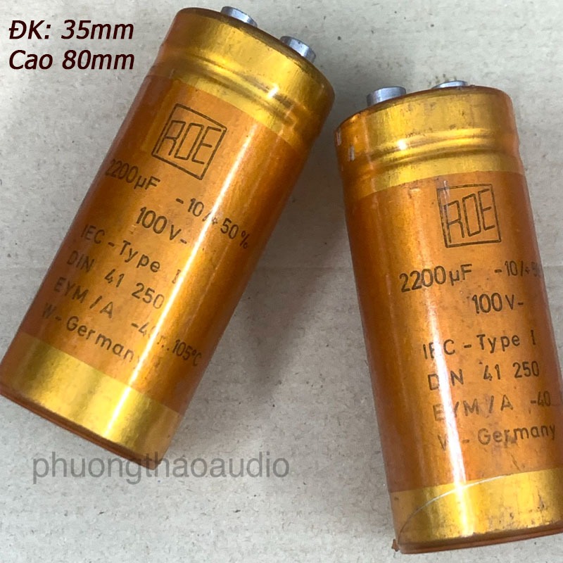 Tụ ROE 2200uf 100v tháo máy Roe 100v2200uf