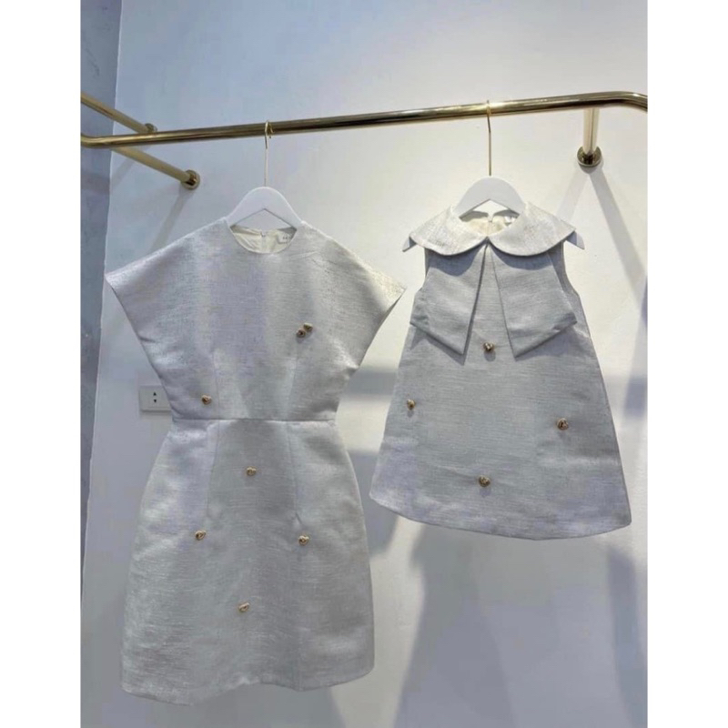 8-55kg| Đầm mẹ và bé đính nút tim