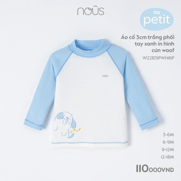 Áo giữ nhiệt cổ 3cm Nous cho bé 3M-12M chất petit