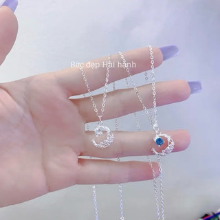 Dây chuyền bạc ta trăng sao đủ màu HHJ- Bạc đẹp Hải hạnh