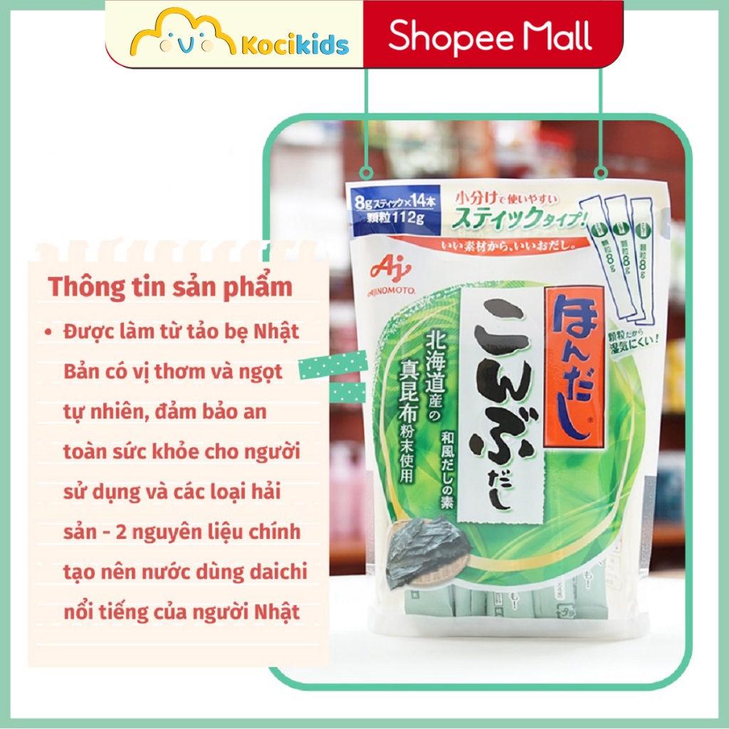 Hạt nêm rong biển Ajinomoto Nhật Bản cho bé 56gram (7 gói 8g, HSD:11/2024)