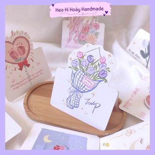 Thiệp hoa 3D họa tiết tulip, hoa hồng siêu xinh
