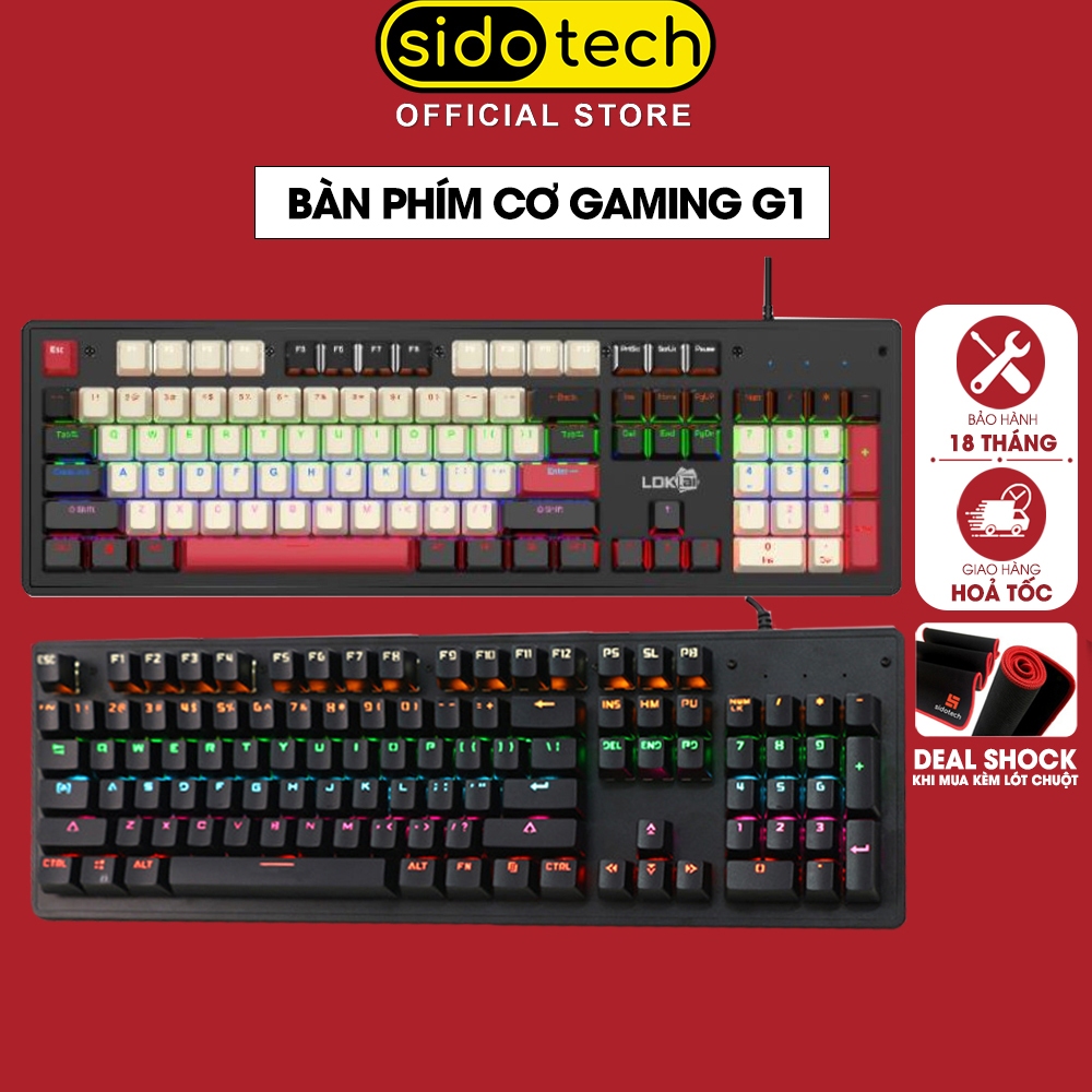 Bàn phím cơ gaming SIDOTECH TERMINATO G1 có dây full size 104 phím brown switch LED RGB cho máy tính laptop pc game thủ