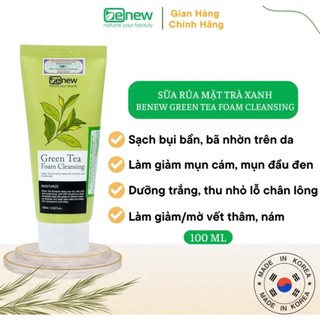 Sữa rửa mặt trà xanh Benew Green Tea Foam Cleansing Hàn quốc 100ml - HÀNG CHÍNH HÃNG