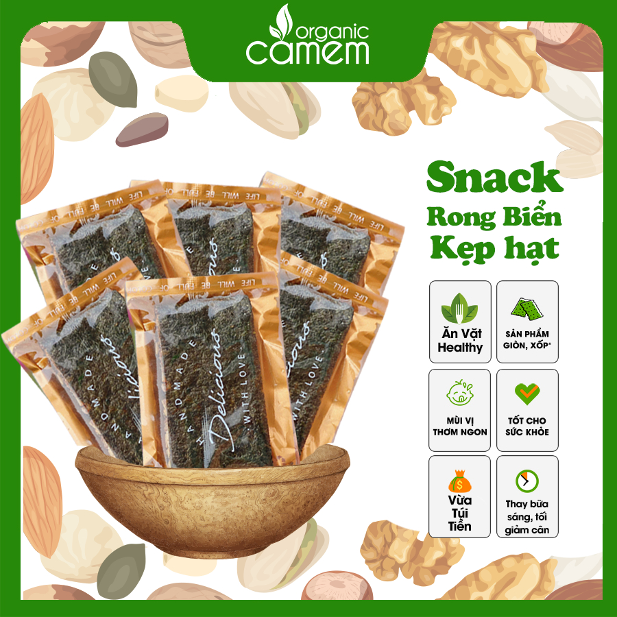 Snack rong biển kẹp hạt dinh dưỡng - Snack ăn vặt healthy không sợ tăng cân - hàng loại 1 không hôi gắt dầu - Túi 500g