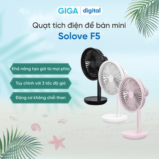 Quạt tích điện để bàn 12h, Quạt mini Solove F5/ F5 Pro, Sạc nhanh qua cổng USB type C, thời lượng sử dụng lên đến 12h