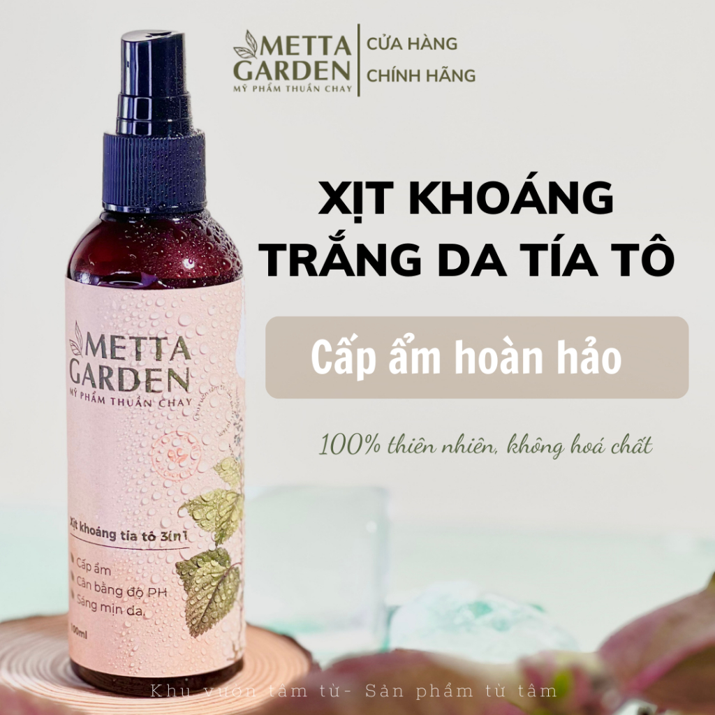 Xịt khoáng Tía Tô giúp cấp ẩm, sáng da, ngăn ngừa mụn, se khít lỗ chân lông (Chai 100ml) - METTA GARDEN