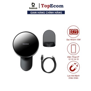 Đế Giữ Điện Thoại Tích Hợp Nam Châm Và Sạc Không Dây Dùng Iphone 12 13 14 Trên Xe Ô Tô Baseus Wireless Charger 15W