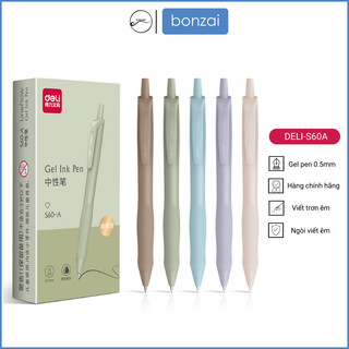 Bút gel Deli màu pastel siêu xinh S60-A mực đen ngòi 0.5mm (Hàng Chính Hãng)