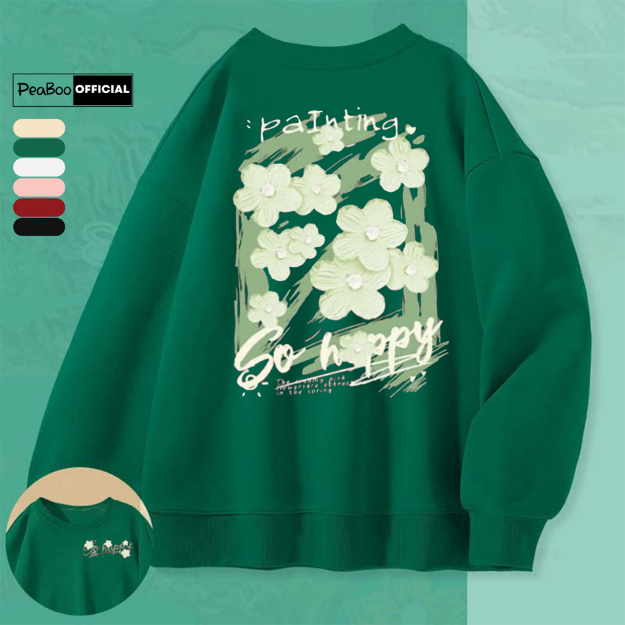 Áo Sweater BST04 Nam Nữ By PEABOO Unisex Chất Nỉ Lót Bông Form Rộng