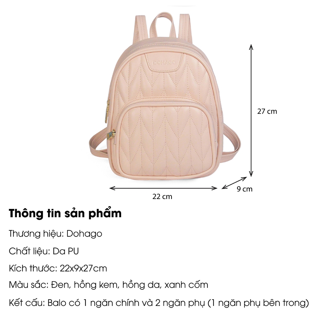Balo Nữ Thời Trang DOHAGO BN02 Thiết Kế Gọn Nhẹ Mang Phong Cách Nữ Tính, Dễ Thương