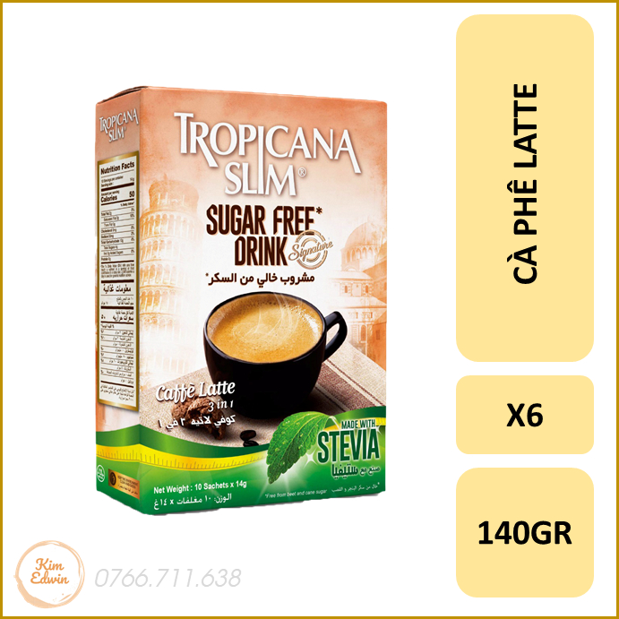 [Combo-6] Cà Phê Ăn Kiêng TropicanaSlim Latte (140gr)
