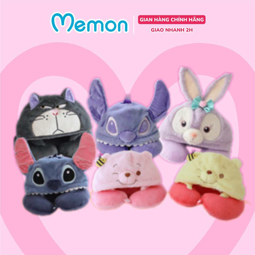 Gối Cổ Kèm Mũ Nhiều Hình Thú Đáng Yêu Cao Cấp Memon
