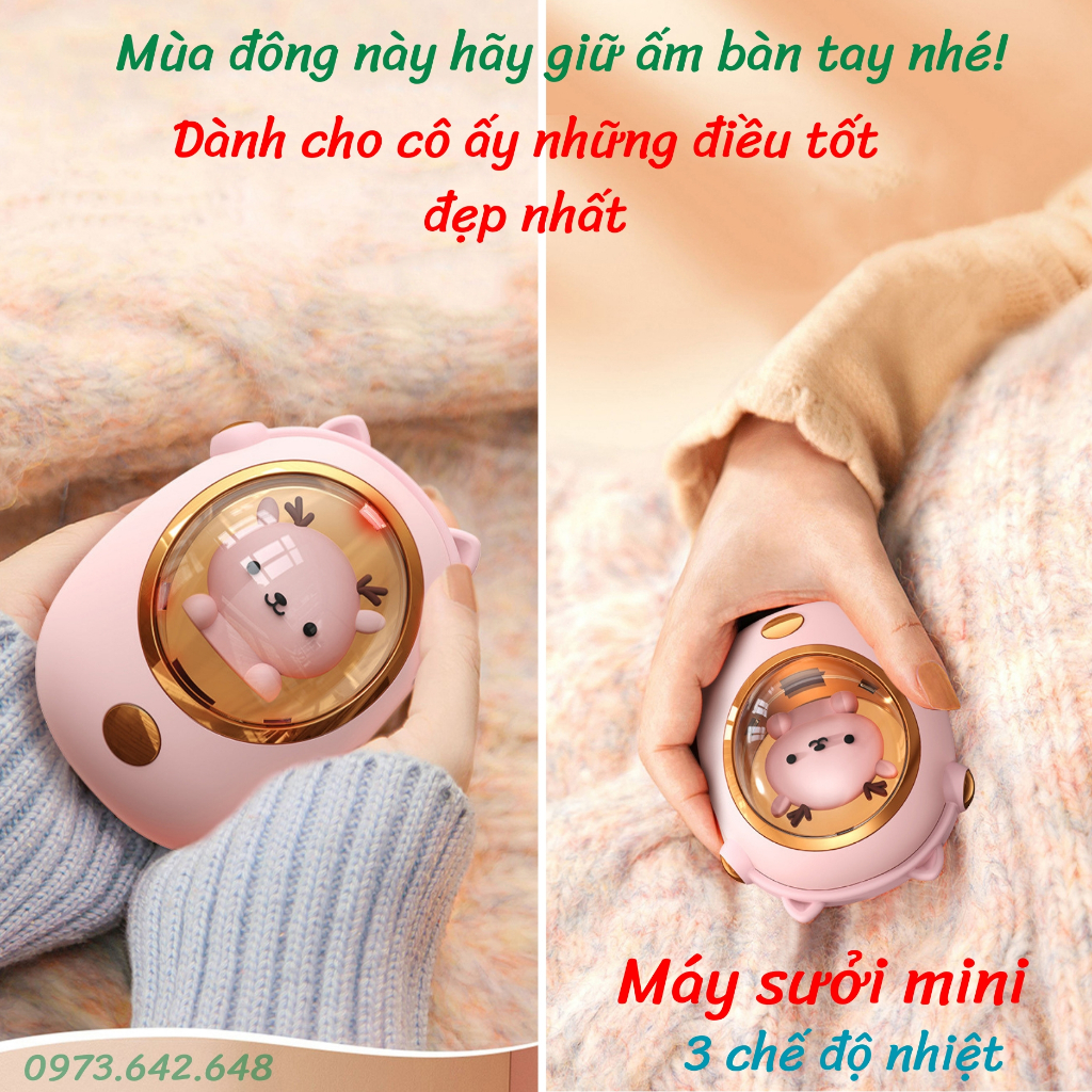 Máy sưởi ấm mini hình Thú Cưng dễ thương 2 trong 1 giữ ấm và sạc pin cho điện thoại điều chỉnh nhiệt 3 chế độ