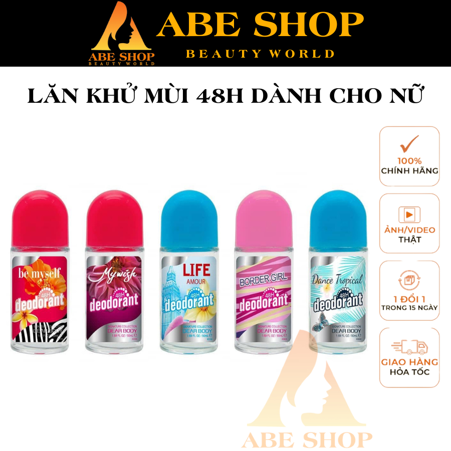 Lăn Nách DEAR BODY - Lăn Khử Mùi Dưới Cánh Tay - Khử Sạch Mùi Cơ Thể - Lưu Hương Tới 48h - Không Thâm Nách - Ko Vàng Áo