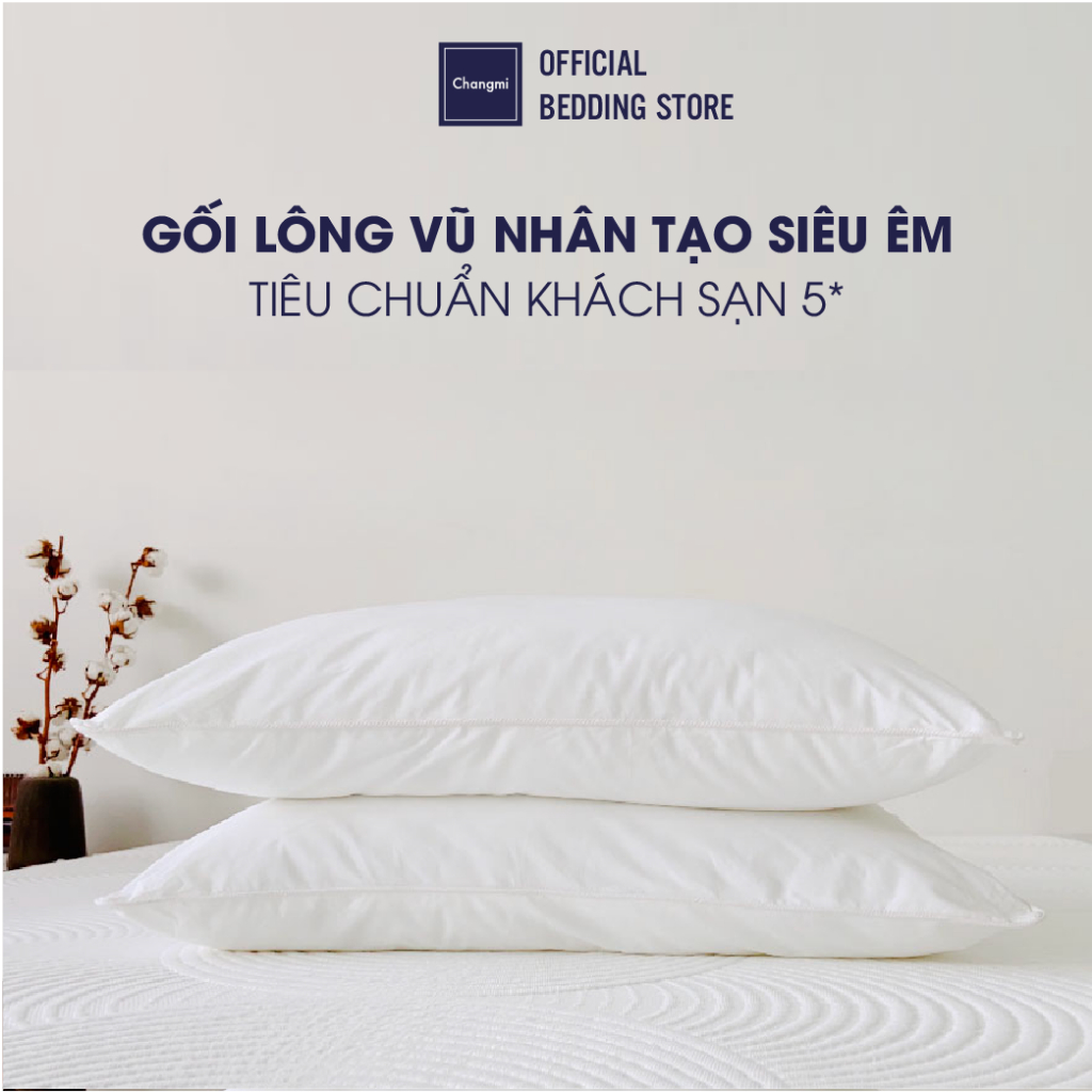 Gối lông vũ nhân tạo Microfiber Changmi Bedding siêu êm tiêu chuẩn khách sạn 5 sao