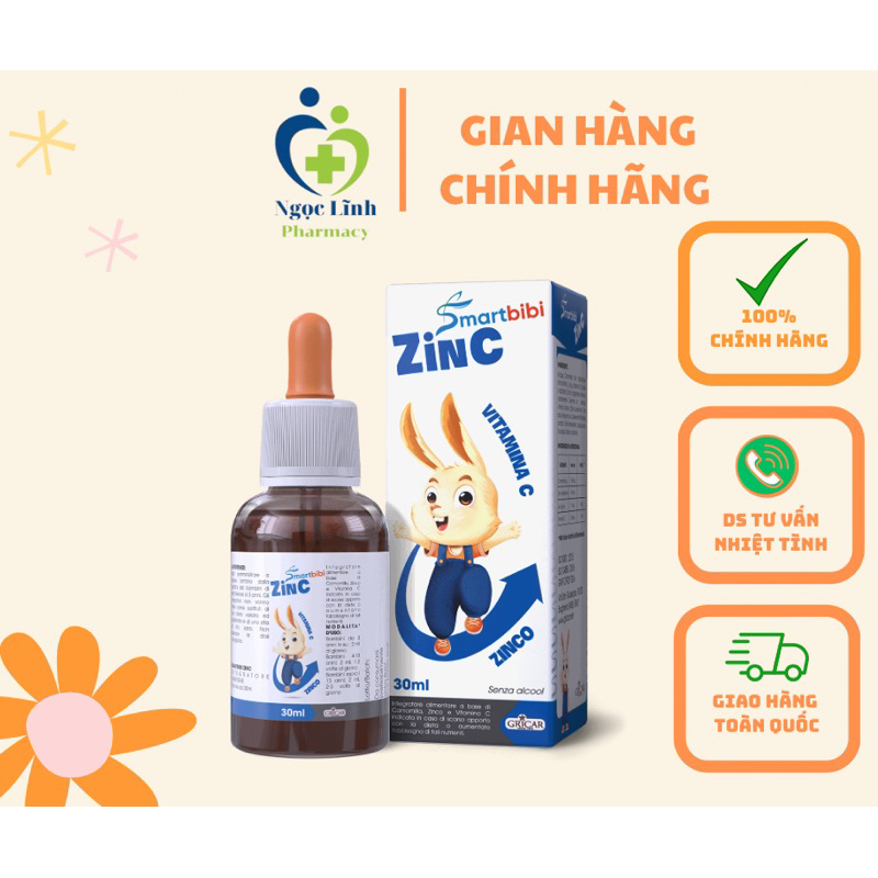 Siro kẽm Chelat hữu cơ Smarbibi Zin C giúp bé tăng đề kháng kích  thích ăn ngon,ngủ ngon
