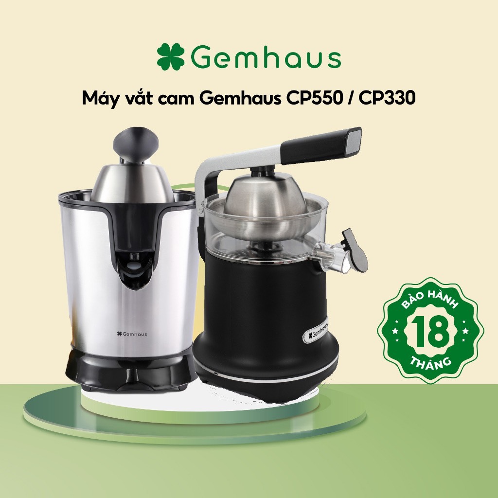 Máy vắt cam Gemhaus CP330/CP550 thiết kế tay cầm chắc chắn vắt kiệt nước cam