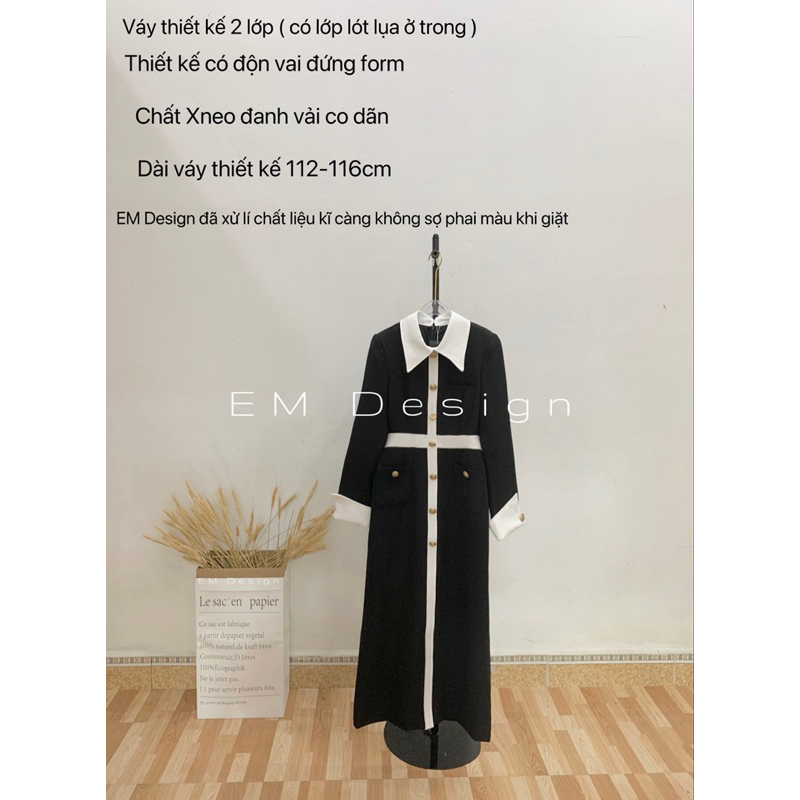 Váy vest dáng dài thiết kế có độn vai thanh lịch sang chảnh chất chéo ý cao cấp