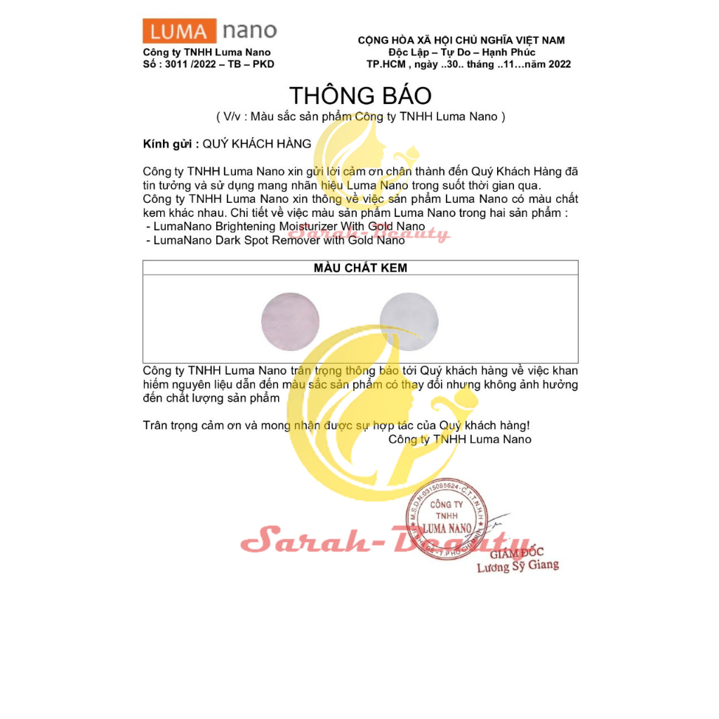 Tinh chất làm giảm nám da Luma Nano Dark Sport Remover with Gold Nano 20ml