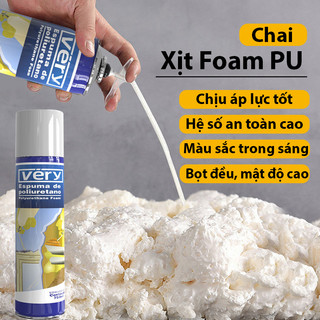 Keo bọt nở foam Very chai 750ml tỷ lệ tạo bọt cao, siêu dính có vòi bơm đi kèm