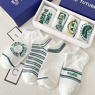 Set 5 đôi vớ gam màu trắng sọc xanh thể thao năng động trẻ trung thời trang co giãn thoáng mát thấm hút mồ hôi giá rẻ