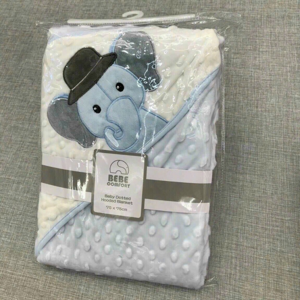 Ủ choàng nhung sơ sinh Bebe Comfort nhung bi cao cấp cho bé, chăn ủ sơ sinh cho bé trai bé gái