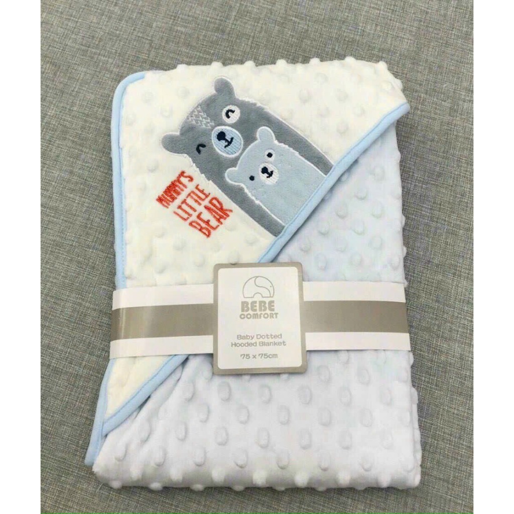 Ủ choàng nhung sơ sinh Bebe Comfort nhung bi cao cấp cho bé, chăn ủ sơ sinh cho bé trai bé gái