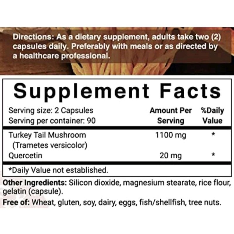 Turkey Tail Viên Nấm Vân Chi 1100mg, Chứa Quercetin Lượng Cô Đặc, Hỗ Trợ Ung Bướu, Tăng Miễn Dịch, Trẻ Hóa Da Naturebell