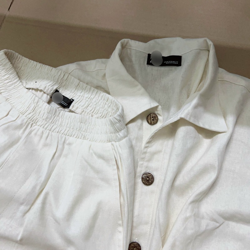 Sét bộ linen quần dài áo dáng lửng bo chun xinh