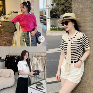 Áo len basic ngắn tay, áo len chữ hồng, áo len cổ tròn qc mongtoghi cho nữ