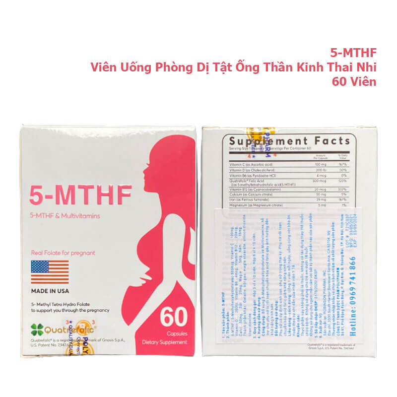 5 MTHF 60v [CHÍNH HÃNG] bổ trứng, tăng thụ thai, hỗ trợ vô sinh hiếm muộn