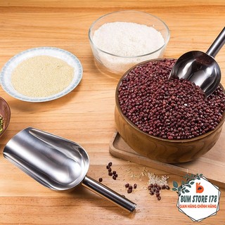 Xẻng inox cỡ trung 22cm xúc đá thực phẩm đa năng tiện dụng, dụng cụ xúc đá vá xúc gạo có tay cầm bằng thép không gỉ.