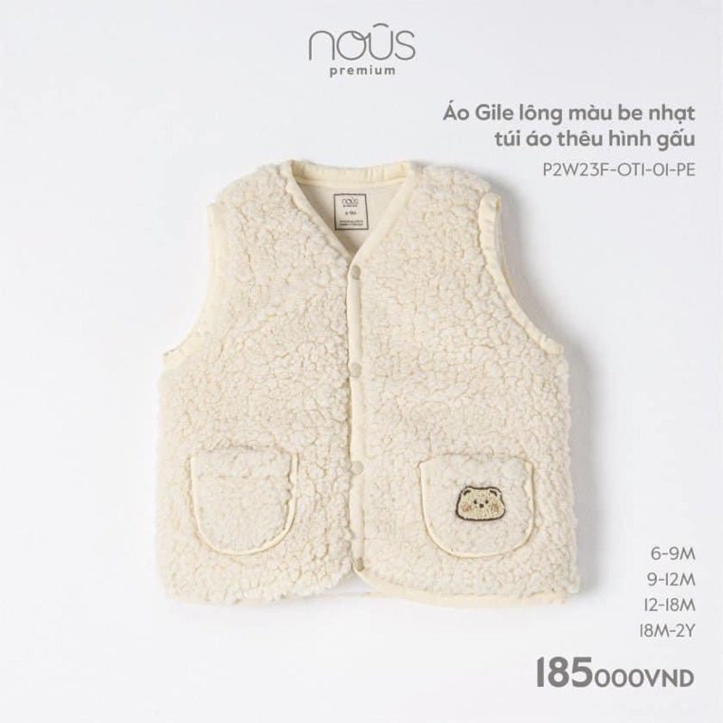 Áo Ghile Nous Trần Bông Cho Bé 3m-24m
