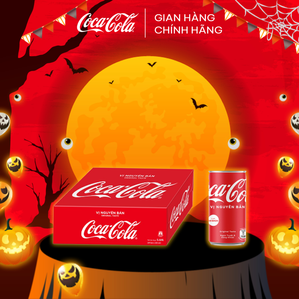 [GROFFWC -10% max 30k đơn 170k] Thùng 24 Lon Mi-nhon Nước Giải Khát Coca-Cola vị Nguyên Bản Original Lon 235ml