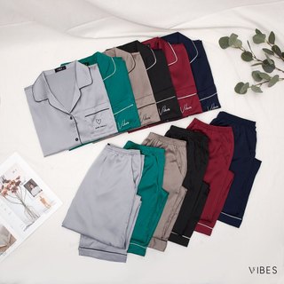 VIBES Đồ bộ Pijama dài Lụa trơn cao cấp Cherry Long Py Set