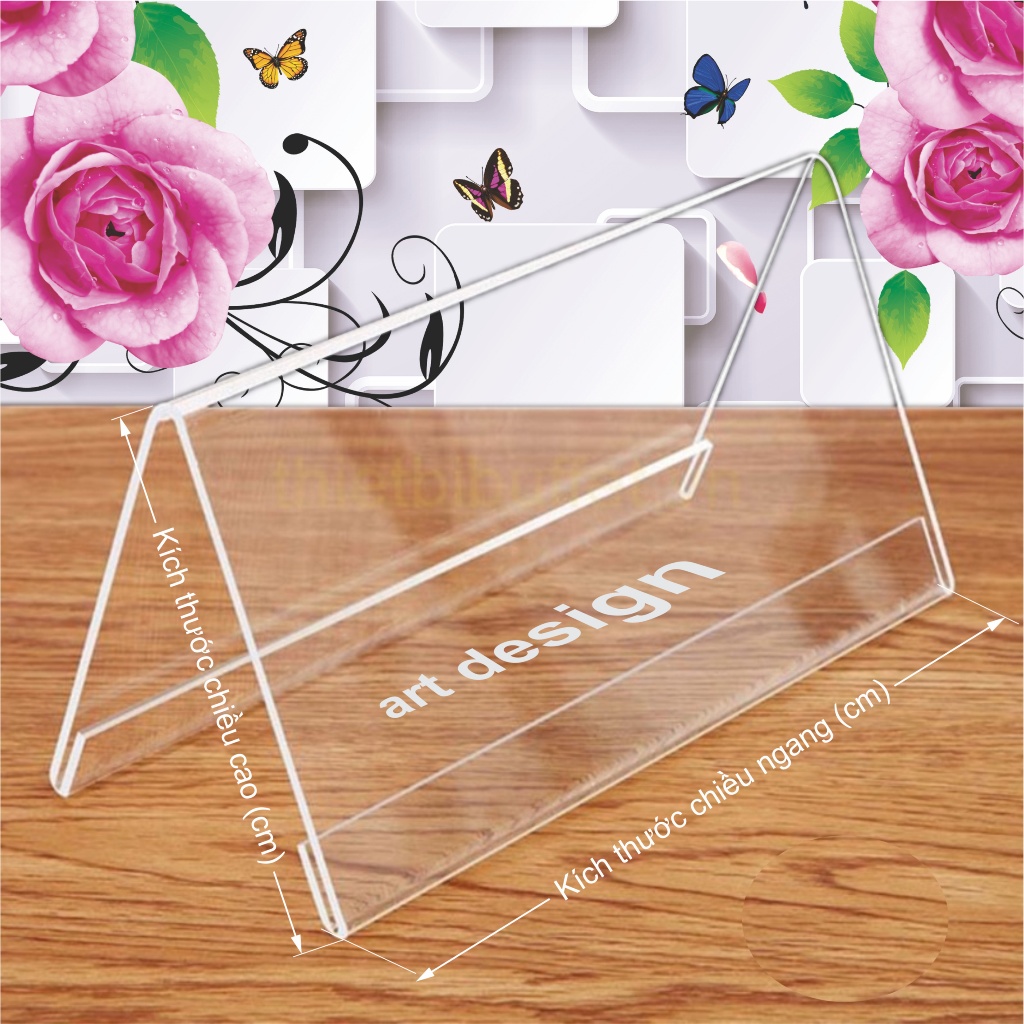 Kệ mica chức danh, nhãn ghi chú, menu mica chữ A, bảng giá sản phẩm, tên sản phẩm đủ size - A3