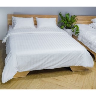 [ GIÁ XƯỞNG] TRỌN BỘ CHĂN GA GỐI TRẮNG SỌC RIOTEX, vải CVC cao cấp nhiều size  dành cho gia đình, khách sạn, Homestay.