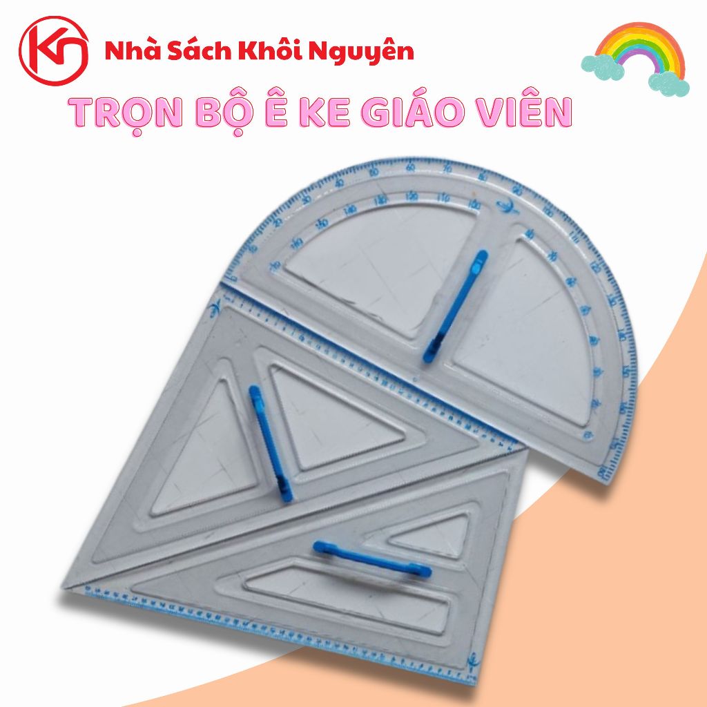 Bộ Thước Eke Nhựa Dành Cho Giáo Viên Cao Cấp Trong Suốt Hỗ Trợ Đo Góc Độ Vẽ Hình Minh Họa Giảng Dạy