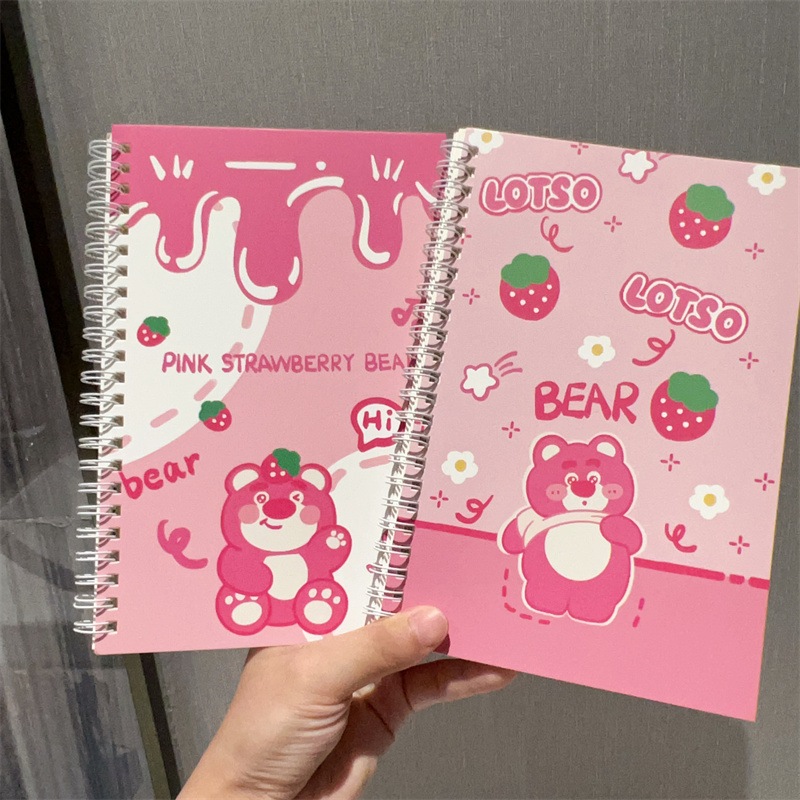 Sổ Tay Lò Xo A5 Hình Gấu Dâu Lotso Strawberry Bear Kẻ Ngang 120 Trang-SLN-001434