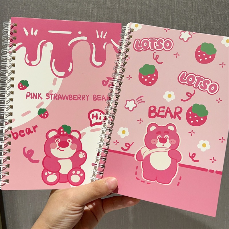 Sổ Tay Lò Xo A5 Hình Gấu Dâu Lotso Strawberry Bear Kẻ Ngang 120 Trang-SLN-001434