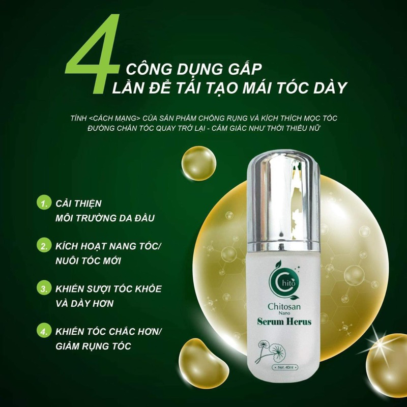 Serum  Dưỡng Tóc Herus Nano Chitosan, 40ml, Chính Hãng