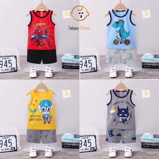 Bộ sát nách/ ba lỗ xuất Hàn chất liệu cotton mềm mịn cho bé trai_Lô 4