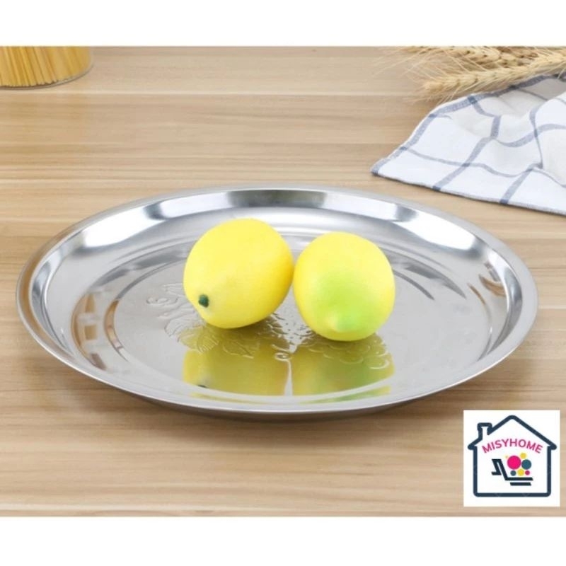 MÂM NHO TRÒN INOX 28CM ĐỰNG THỨC ĂN TRÁI CÂY TIỆN LỢI