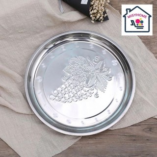 Mâm nho tròn inox 28cm đựng thức ăn trái cây tiện lợi