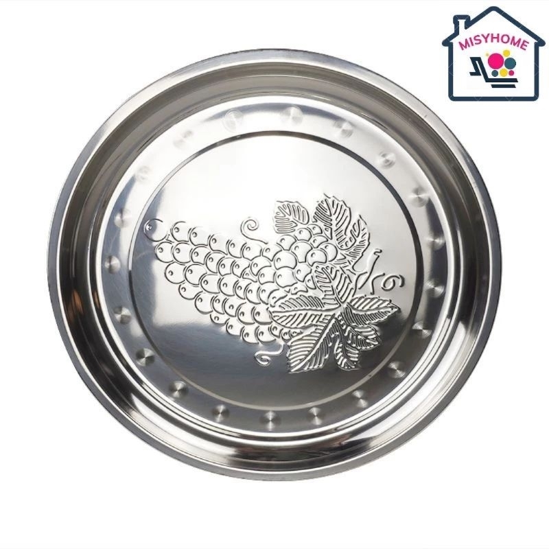 MÂM NHO TRÒN INOX 28CM ĐỰNG THỨC ĂN TRÁI CÂY TIỆN LỢI