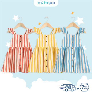 Váy bé gái 2 dây bản vừa Ualarogo Mompa 1-5 tuổi cotton cúc giữa thoáng mát thấm hút 617