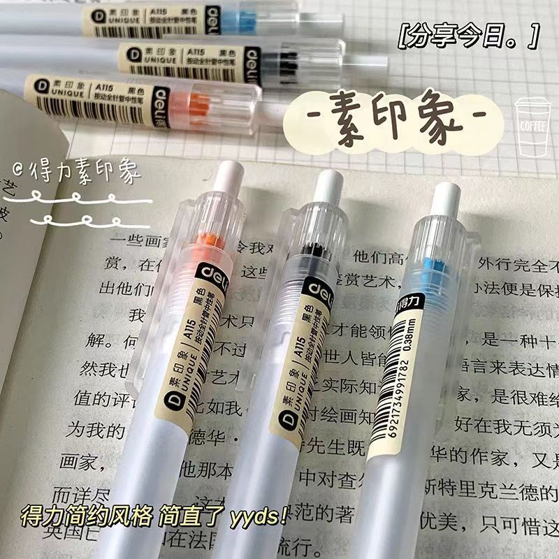 Bút Gel Nước Deli A115 Màu Đen Bơm Mực Đầy Phù Hợp Cho Học Sinh
