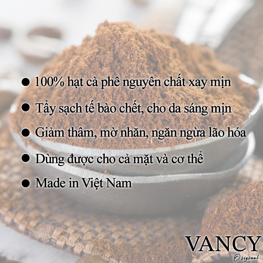 Bột Cà Phê OBAXUA, Bột Cafe Nguyên Chất Đắp Mặt, Body, Tẩy Da Chết 100% Organic Túi 75g, Vancy