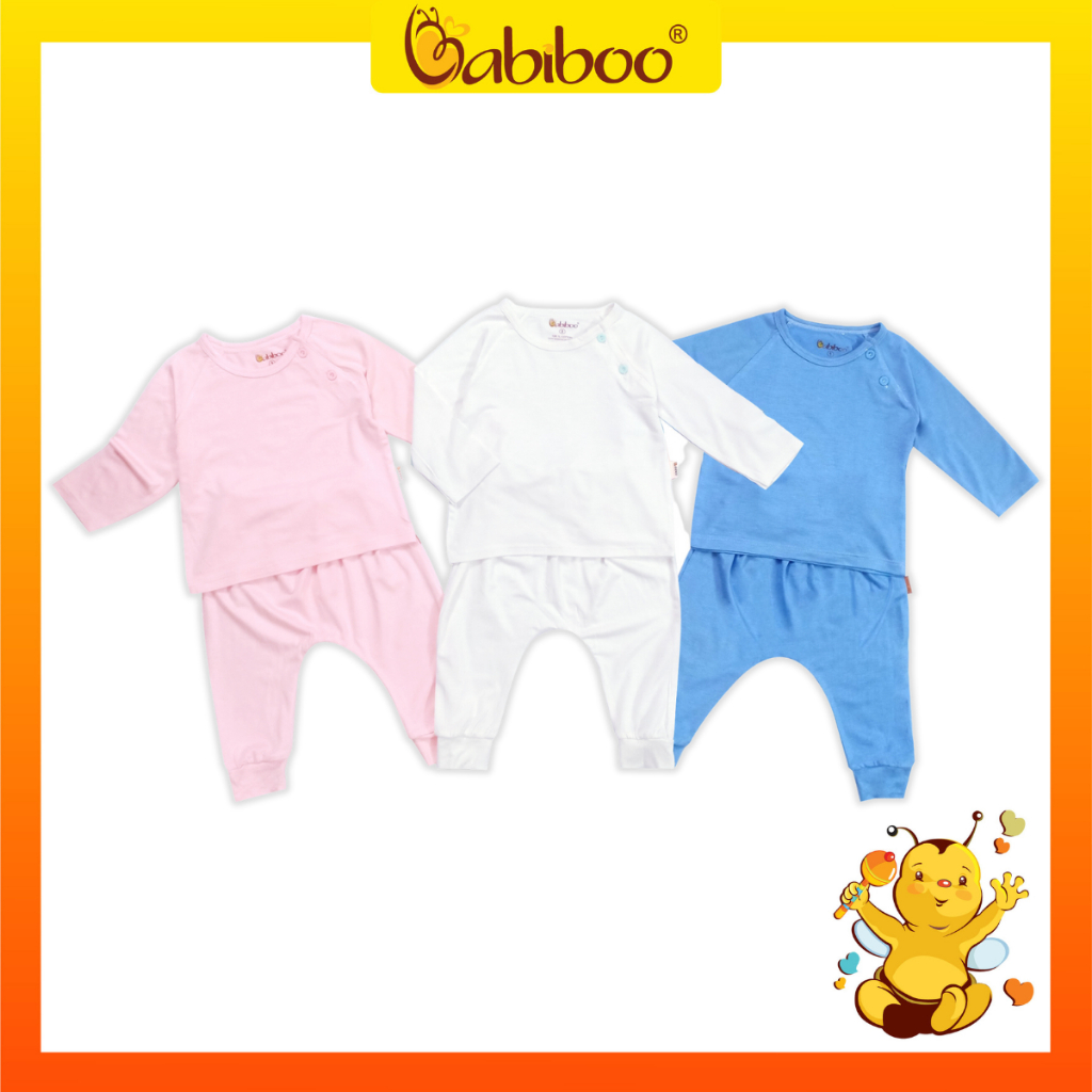 Bộ dài tay sơ sinh vải visco siêu mềm mịn Babiboo- BTK14